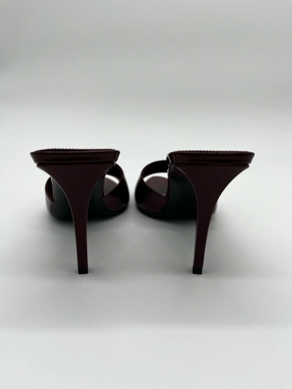Saint Laurent Romy heeled Mules Patent Leather Stiletto Bordeaux - 8 - Picture 8 of 13